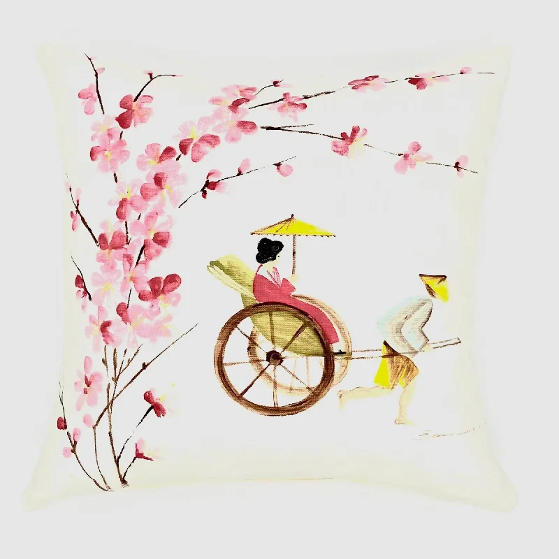 Sakura Hand-Painted Throw Pillow Cover 16x16