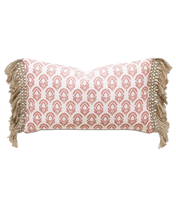 Spring Botanical Pink Lumbar Pillow Cover 13x22