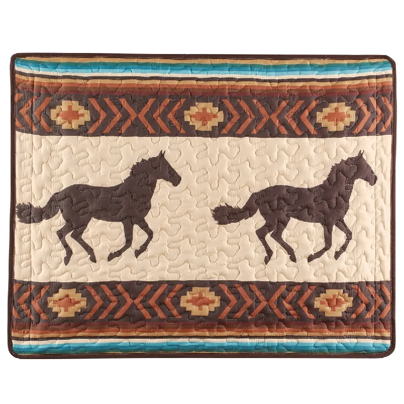 Southwest Design Running Horses Striped Pillow Sham