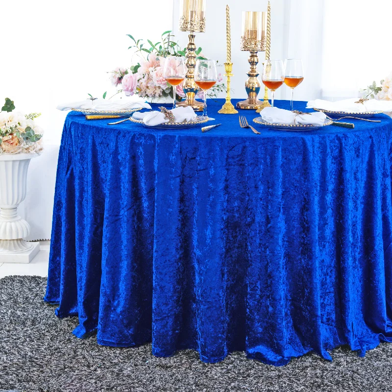 132" Round Ice Crushed Velvet (200 GSM) Tablecloth - Royal Blue (1pc)