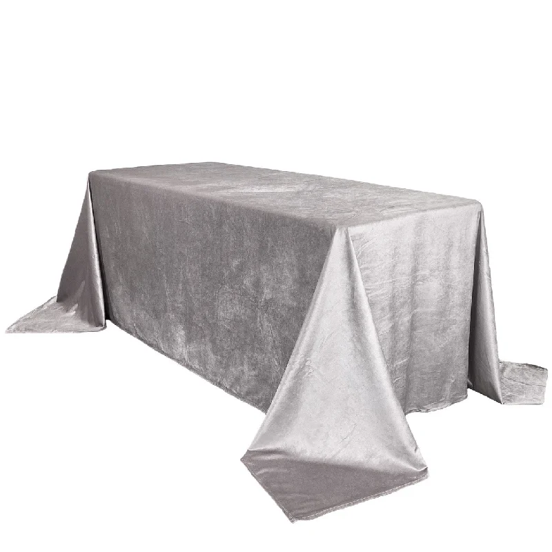 90 x 156 Inch Rectangular Velvet Tablecloth Gray