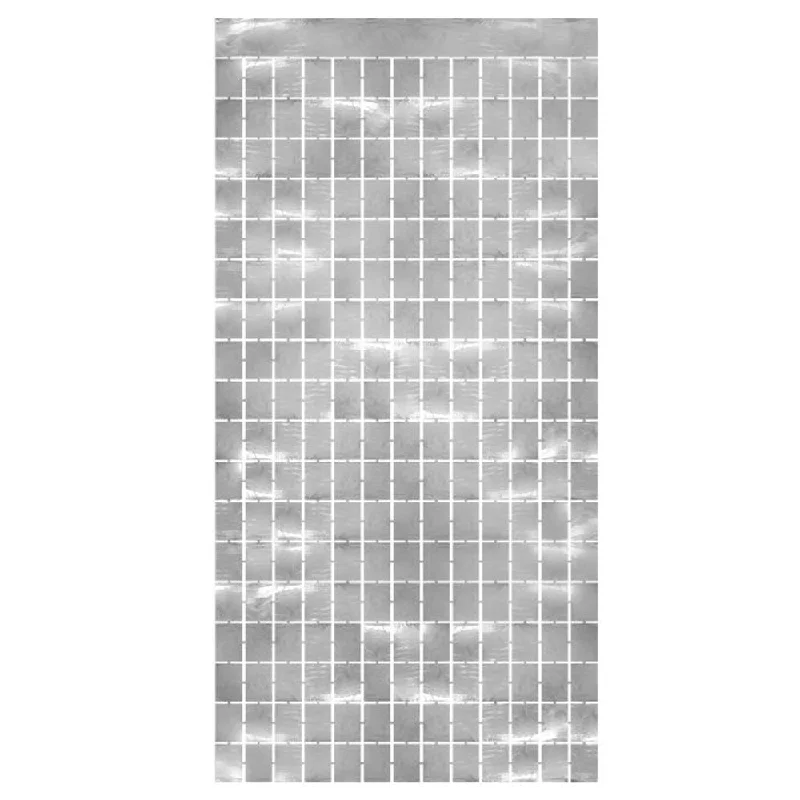 Silver Metallic Square Party Backdrop - 97cm x 1.98m