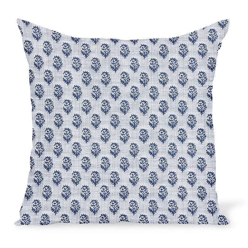 Peter Dunham Textiles Outdoor Rajmata in Indigo/Ocean Pillow