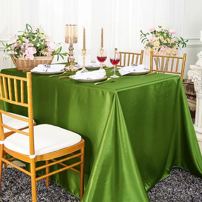 90"x156" Seamless Rectangular Satin Tablecloth - Moss Green (1pc)