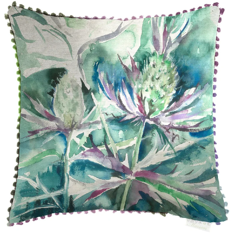 Sea Printed Feather Cushion Blue