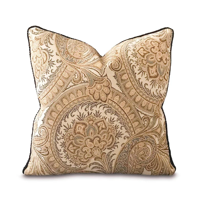 Traditional Jacquard Paisley Throw Pillow Cover 22x22