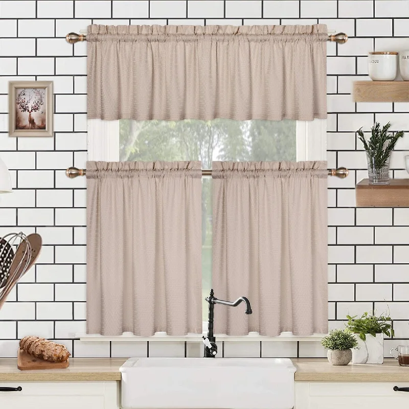 Embossed Seersucker Microfiber Kitchen Tier or Valance Curtains