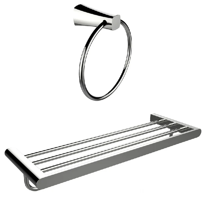 Chrome Plated Towel Ring With Multi-Rod Towel Rack Accessory Set