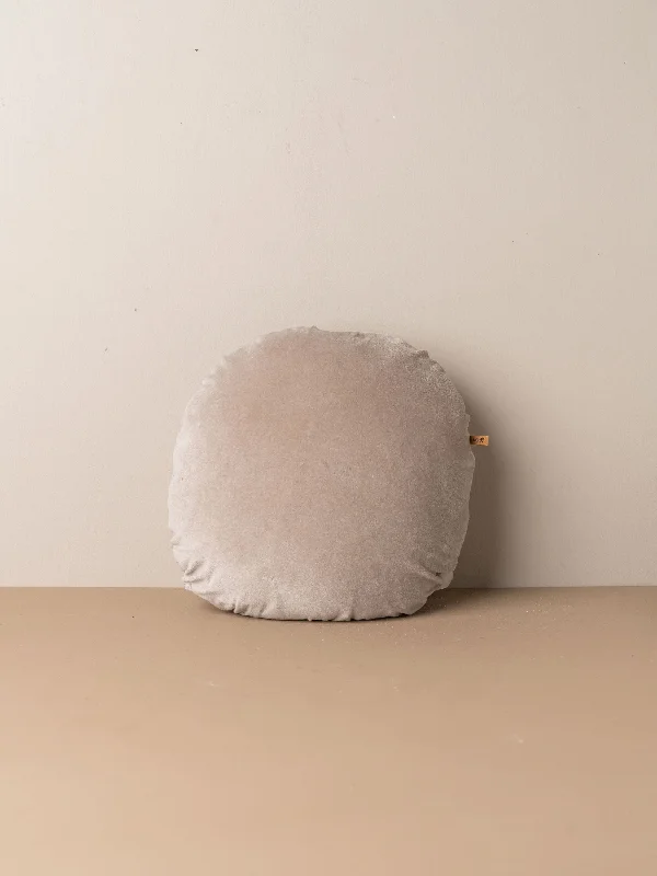 Linen/Velvet Round Cushion | Stone