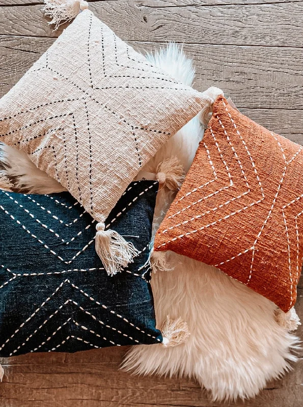 Geometric Boho Pillow with Tassel | 16"